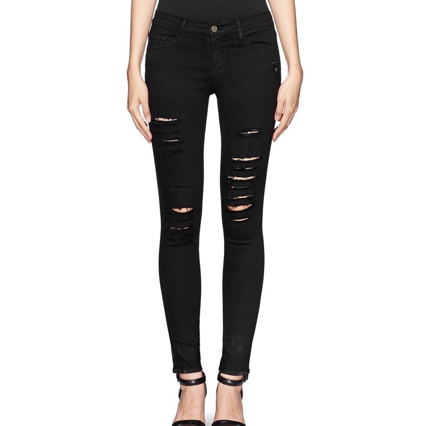 Frame Le Skinny De Jeanne Black Skinny Jeans 26
